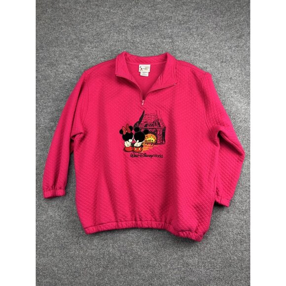 Vintage Walt Disney World Pullover Womens XL Mickey Minnie Embroidered Fireplace - Picture 1 of 7